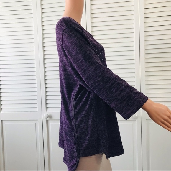 2/$50 REBECCA MALONE Plus Size Purple Studded Sweater Size 1X - Picture 4 of 8